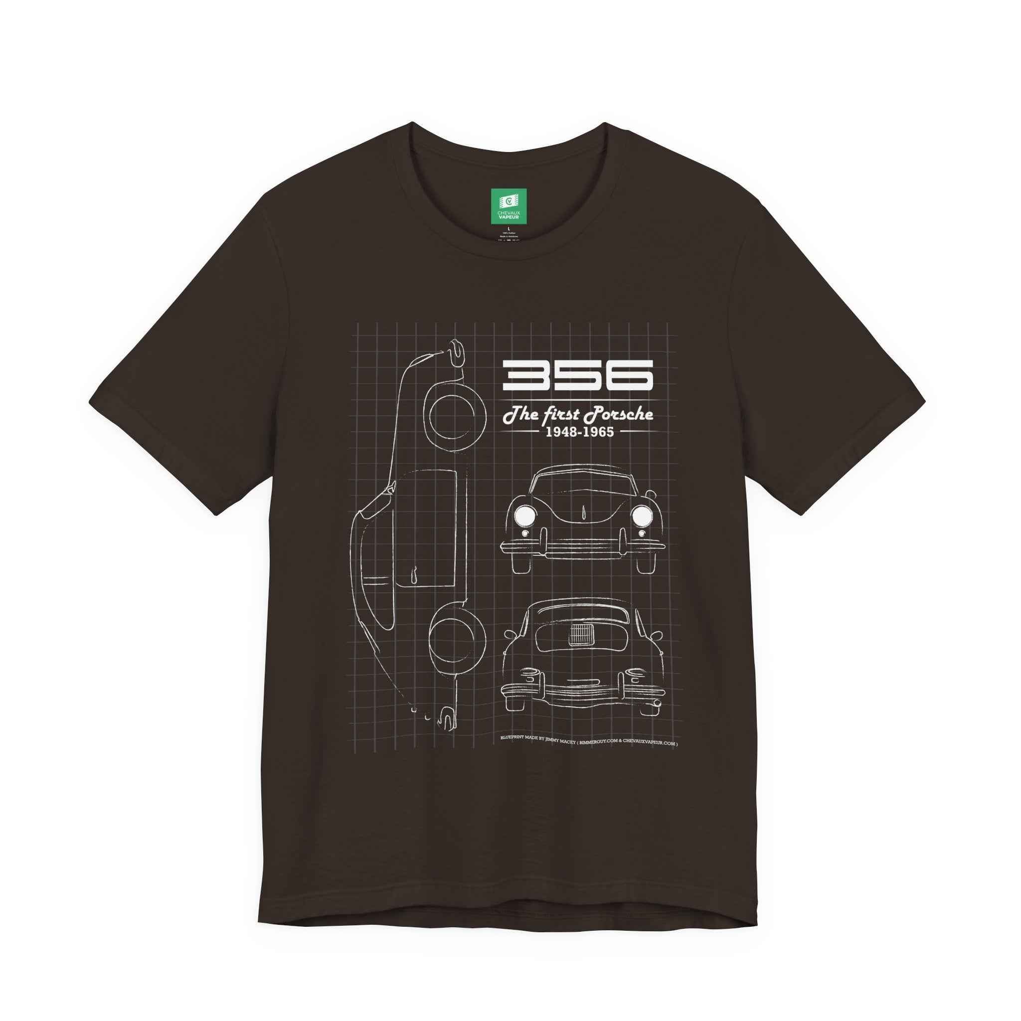 Porsche 356 Blueprint T-Shirt - Vintage Aircooled Car Tee