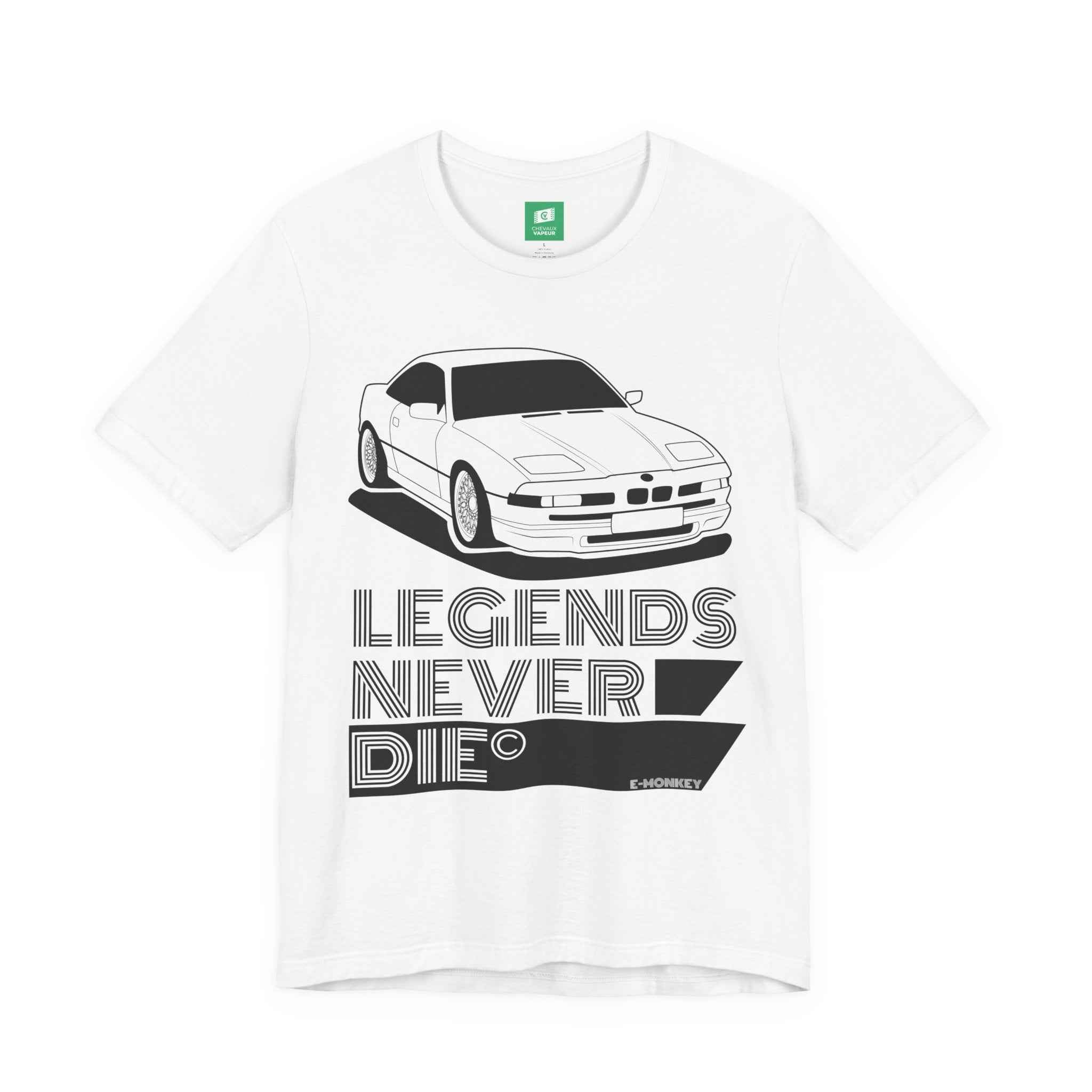 BMW E31 T-Shirt Legends Never Die - Classic 8 Series Retro Motorsport Tee