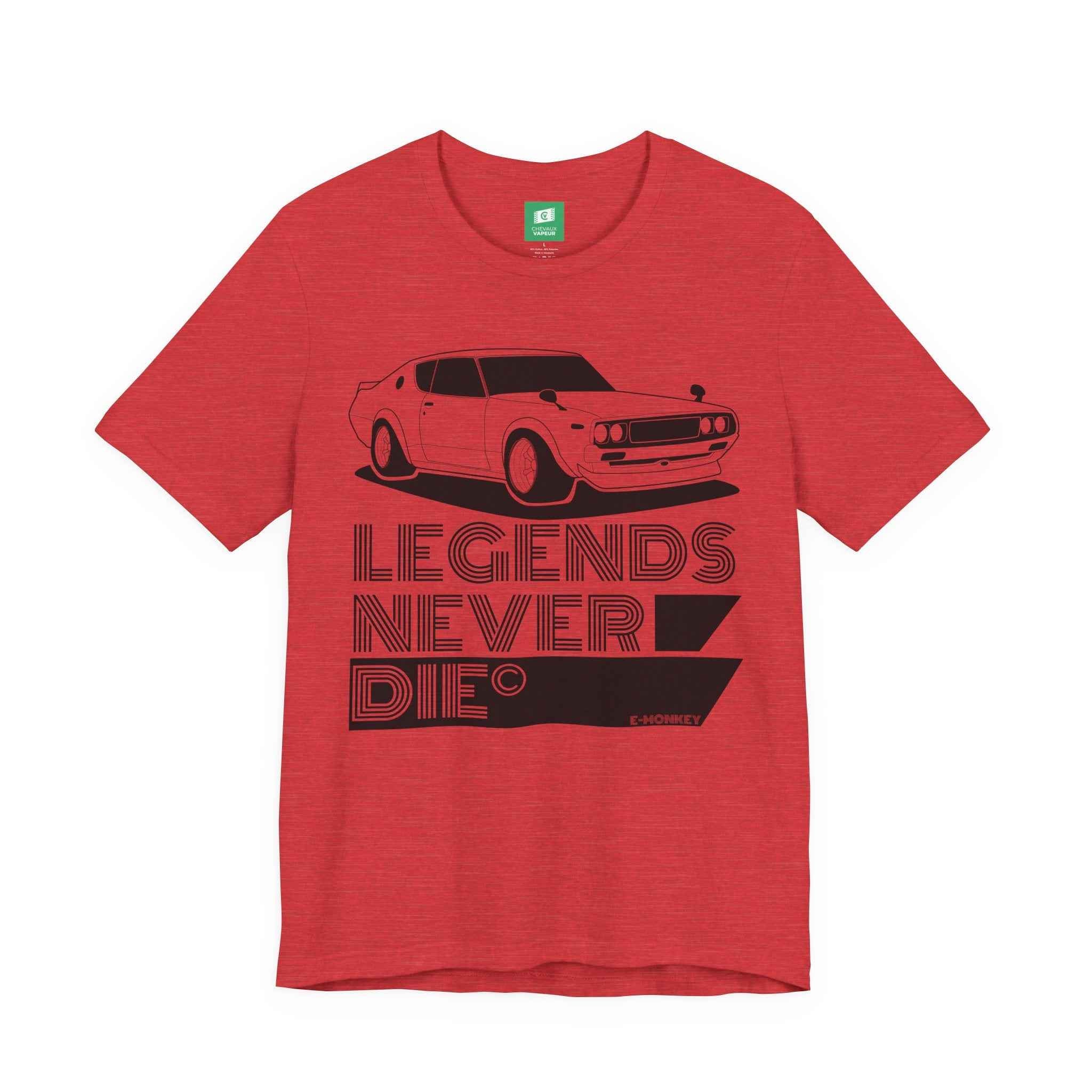 Hakosuka Nissan GT-R T-Shirt 'Legends Never Die' - Classic Skyline JDM Car Tee