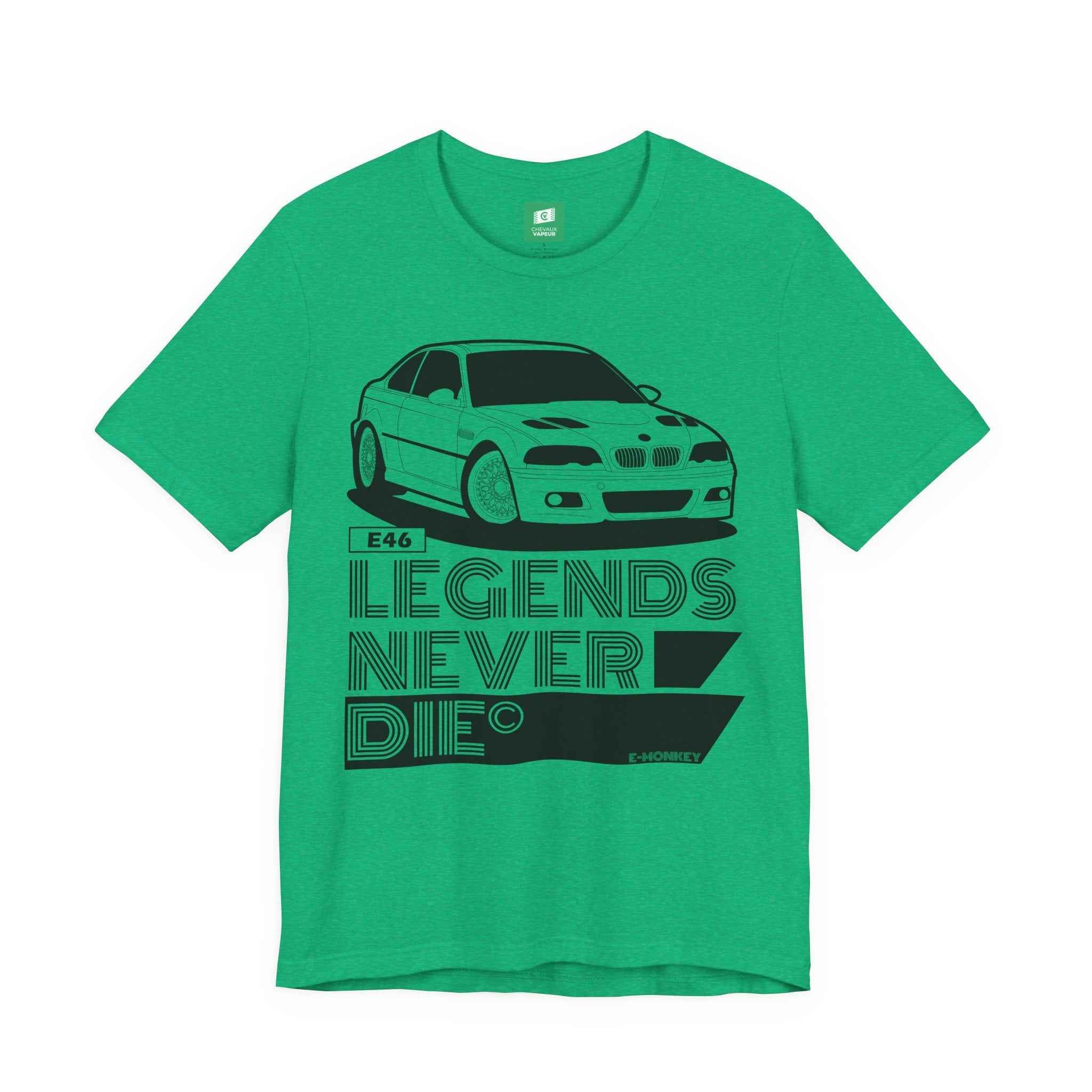 BMW E46 M3 T-Shirt - Legends Never Die - Classic Motorsport Retro Tee