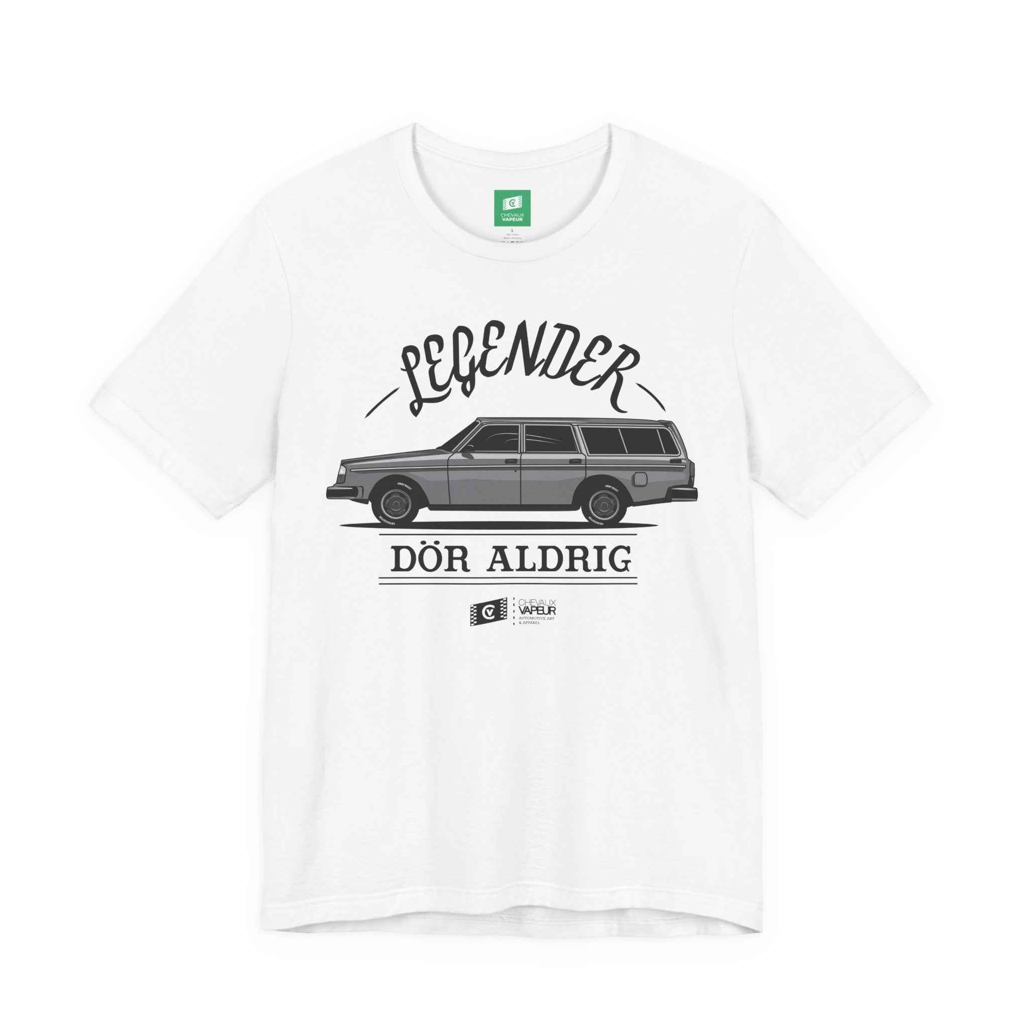 Volvo 240 Wagon T-Shirt - Legends Never Die - Retro Classic Car Tee