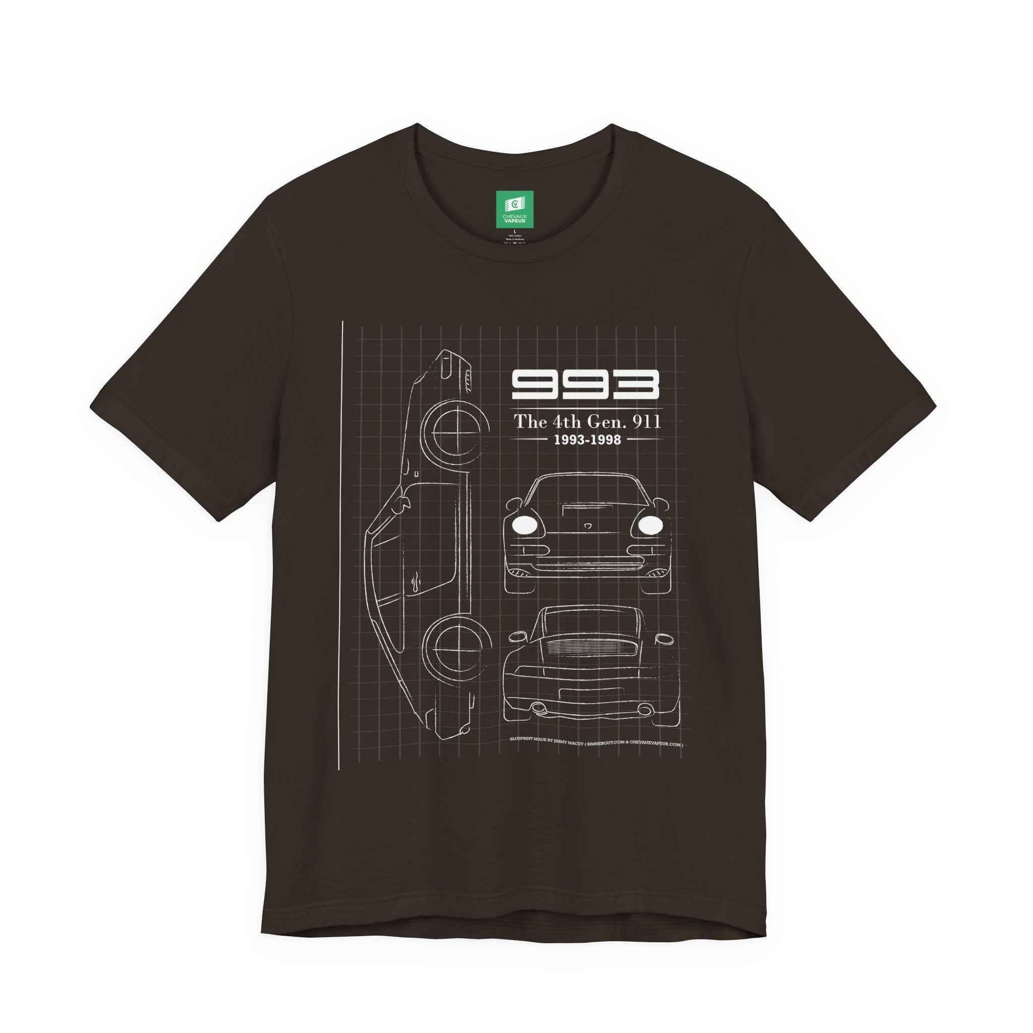 Porsche 993 Blueprint T-Shirt - Aircooled Porsche 911 Tee
