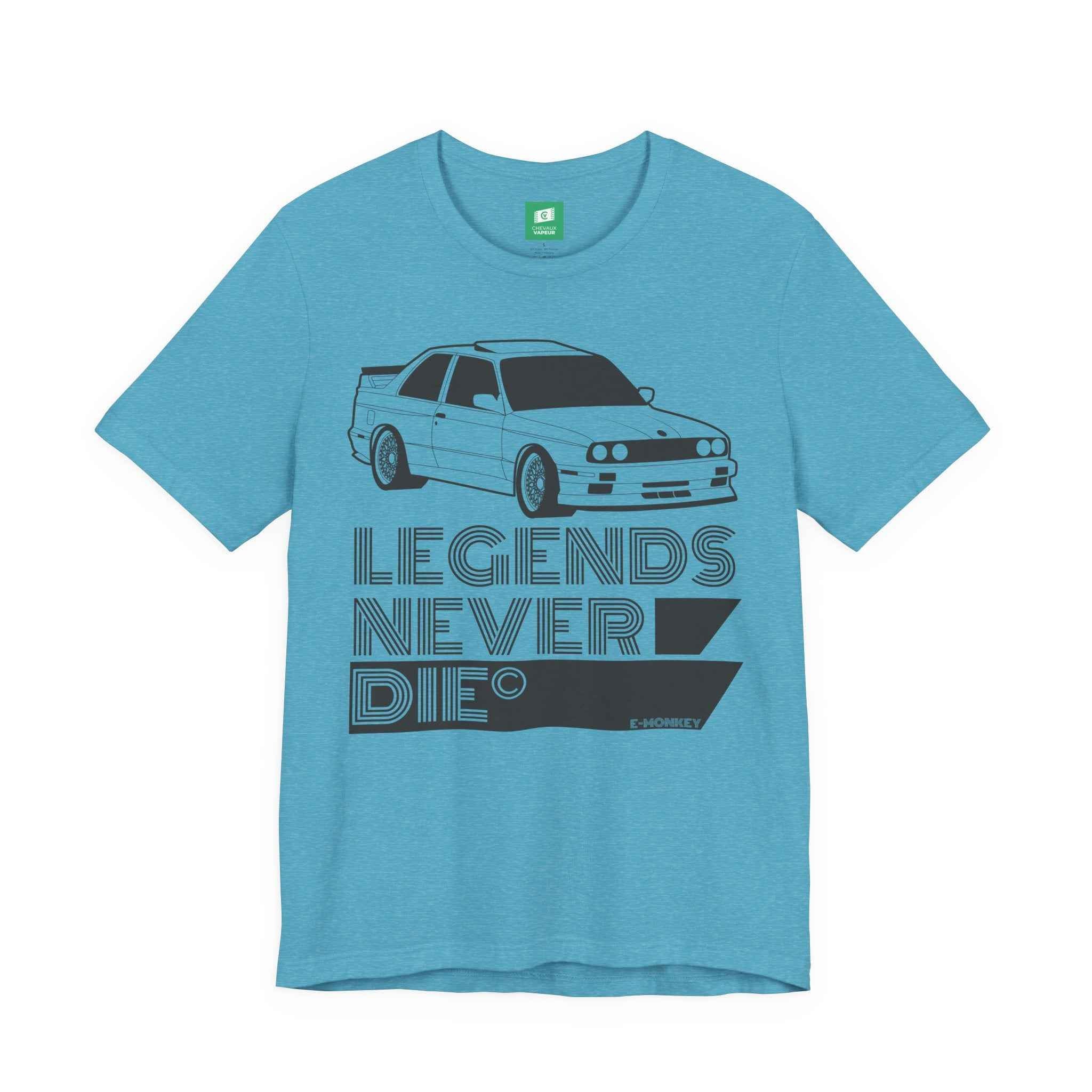 BMW E30 M3 T-Shirt 'Legends Never Die' T-Shirt - Classic DTM Motorsport Tee