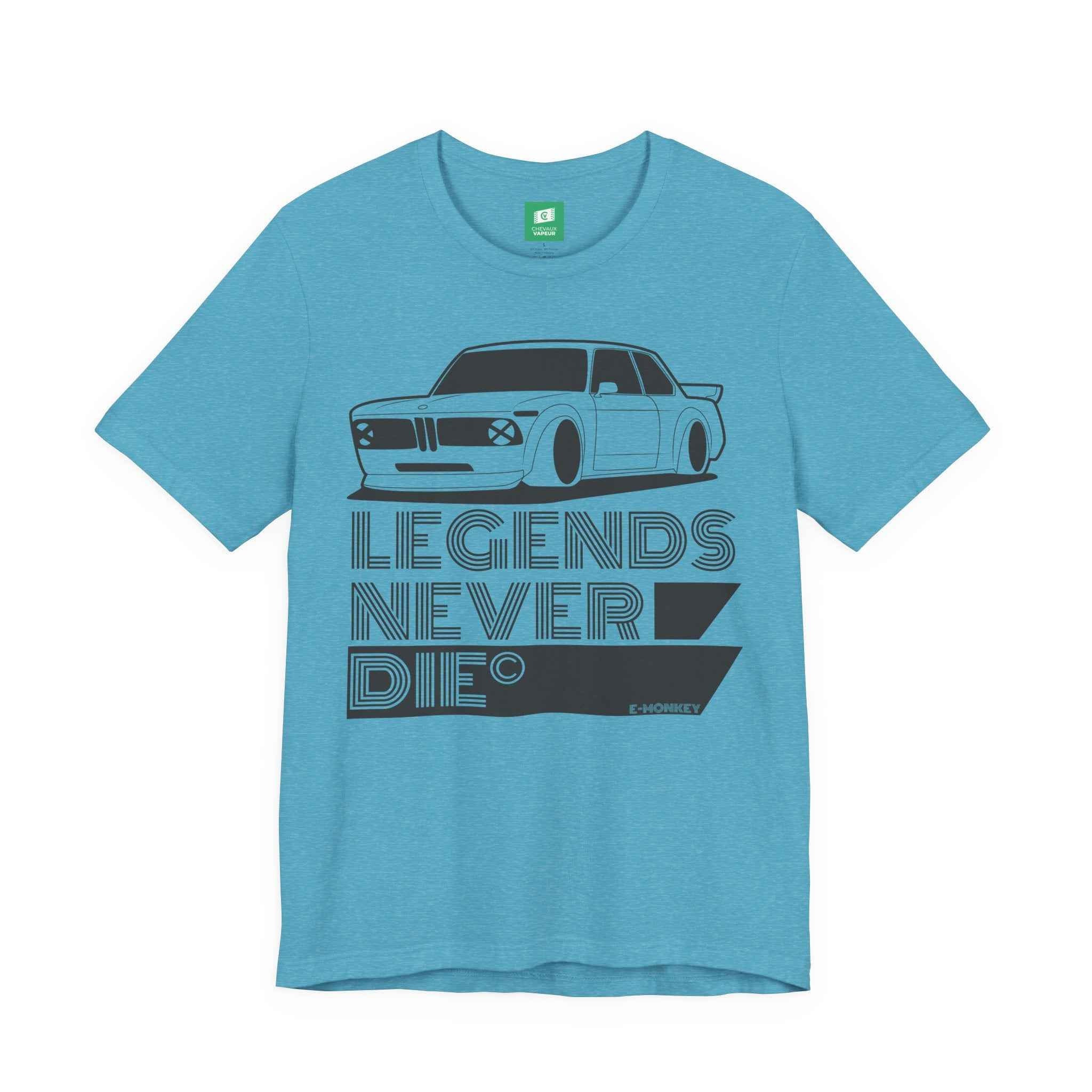 BMW 2002 T-Shirt 'Legends Never Die' - Vintage E10 Classic Car Tee