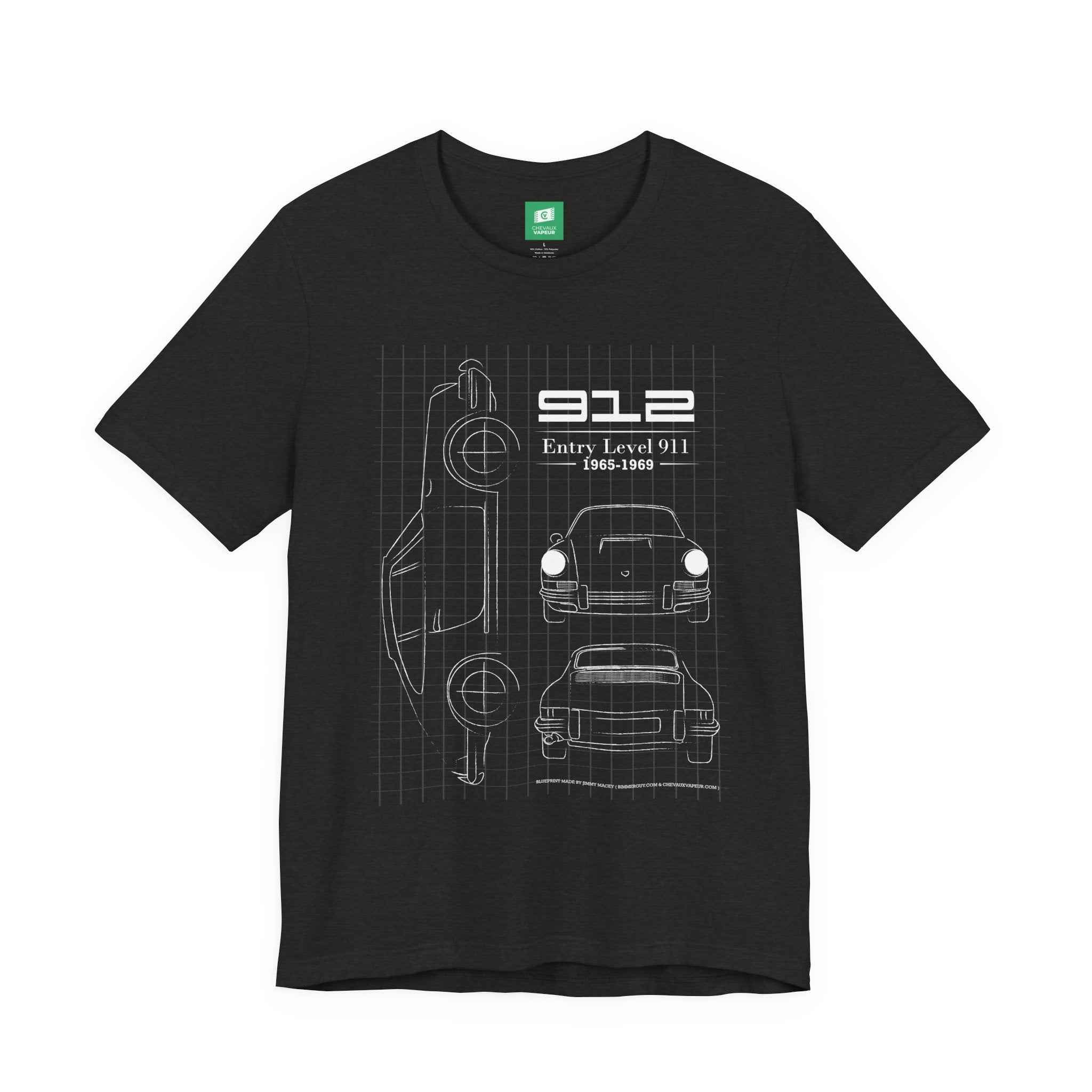 Porsche 912 Blueprint T-Shirt - Vintage Aircooled Porsche Tee
