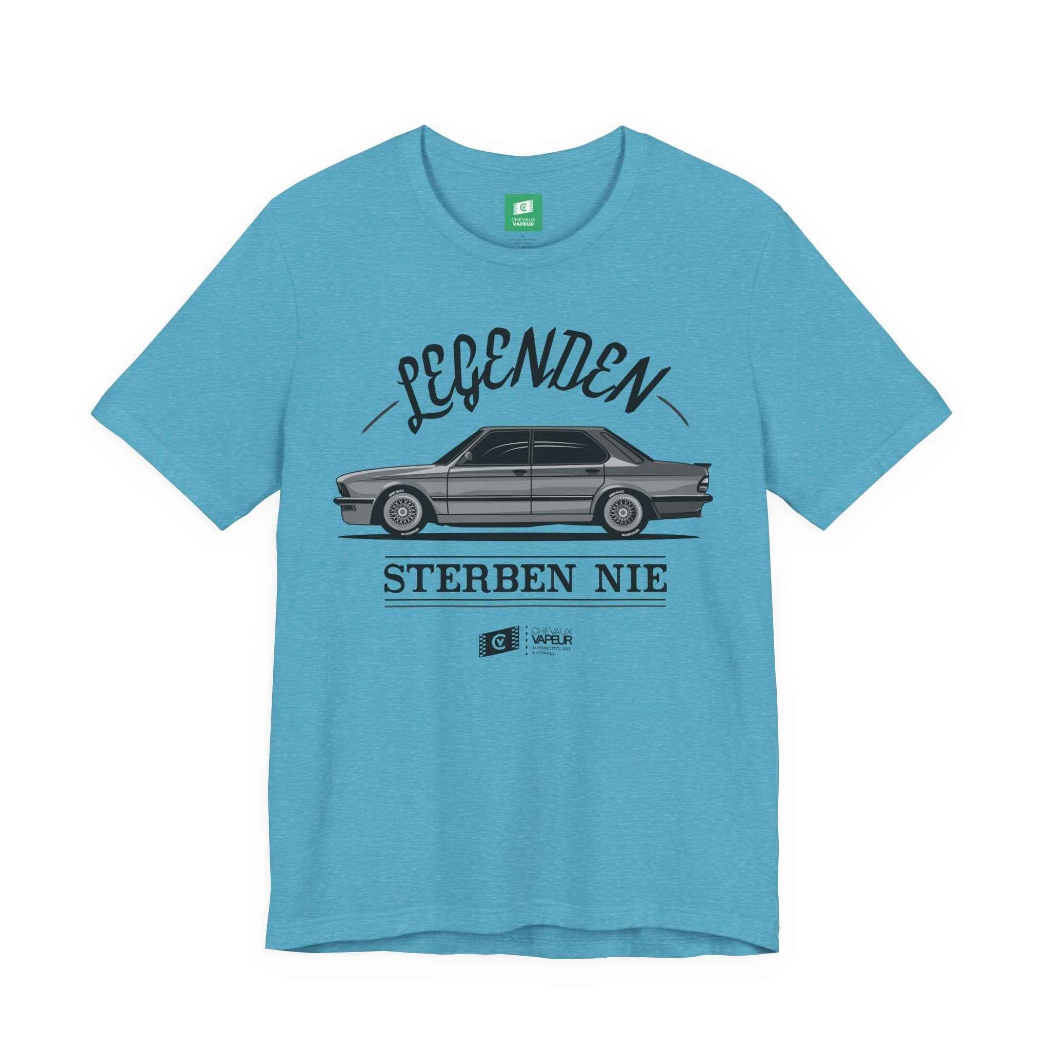 BMW E28 Legends Never Die T-Shirt - Classic 5 Series Retro Tee